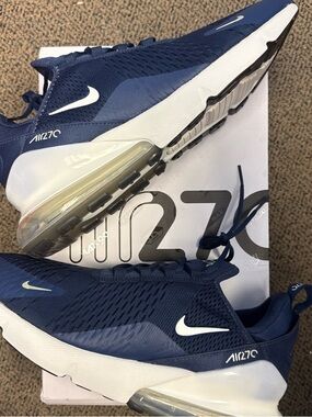 Nike Air Max 270 Midnight Navy Black Jade Horizon White Sneakers